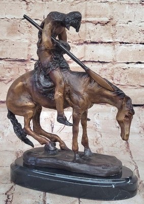 James E. Fraser Ende Der Spur Bronze Statue RAR 10'' Hoch 7 lbs Marmor Verkauf