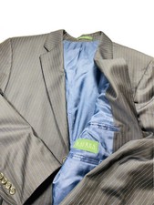 Ralph Lauren Mens Suit Blazer Sport Jacket Black Pinstripe Measured