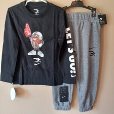 Nike Ballers Boys T-Shirt  Jogger Pants Set-4-Black-Gray-Let's Go 