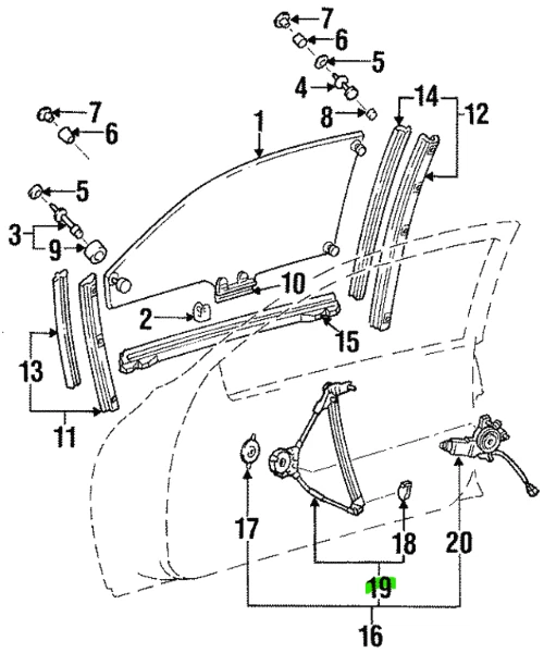 Regulador de ventana delantera derecho genuino JDM OEM TOYOTA LEXUS SC300 400 Foto 2 de 2