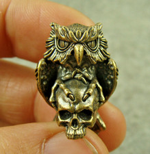 Solid Brass Owl Skull Knife Lanyard Bead Paracord Beads Zipper pull LB590