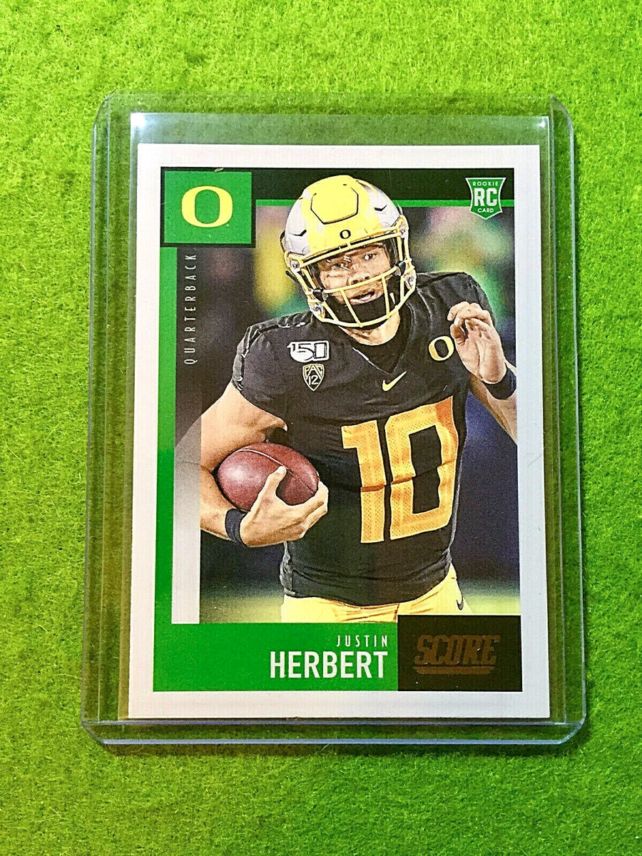 JUSTIN HERBERT ROOKIE CARD JERSEY #10 OREGON TRUE RC 2020 Panini SCORE  CHARGERS