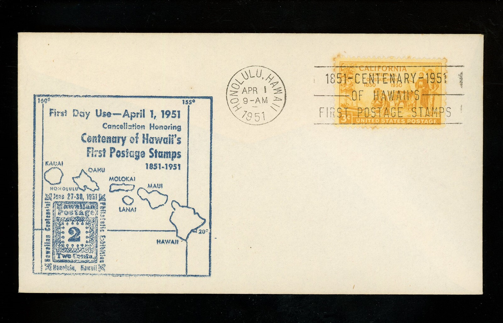 US Postal History Stamps Pictures Hawaii 1 Missionary & Map 1951