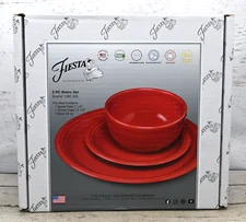 FIESTA 3 PC Bistro Set Red Scarlet 1482 326 Dinner Plate Salad Plate Bowl NIB