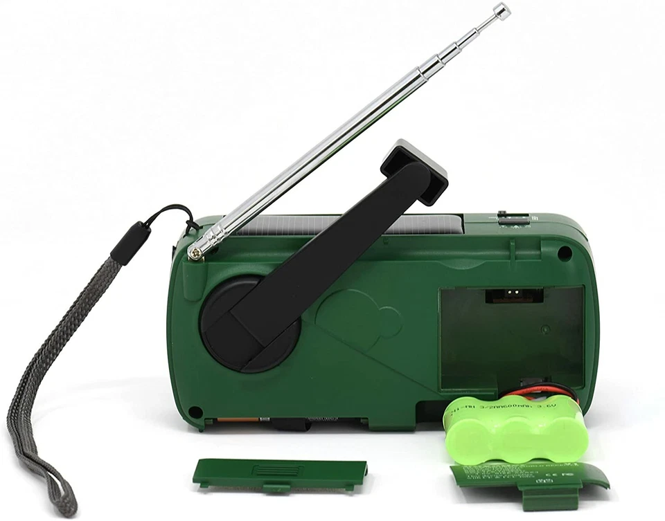 Radio de emergencia Kaito V1 Voyager Solar Dynamo AM/FM/SW con linterna LED verde Foto 3 de 4