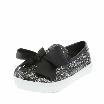 black glitter slip on sneakers