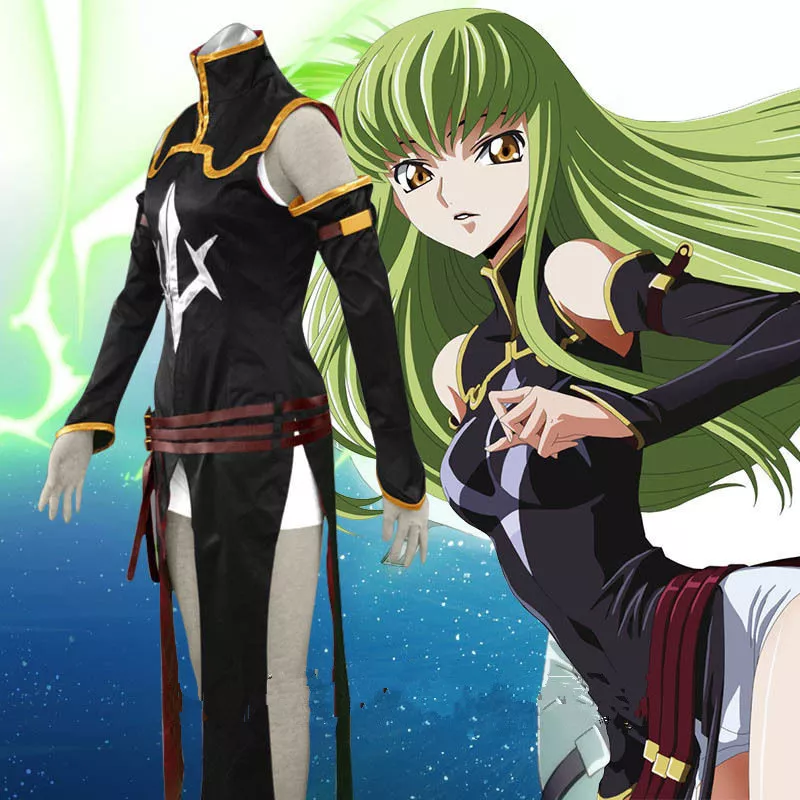 Code Geass C.C. Black Dress Cosplay Costume Full Set