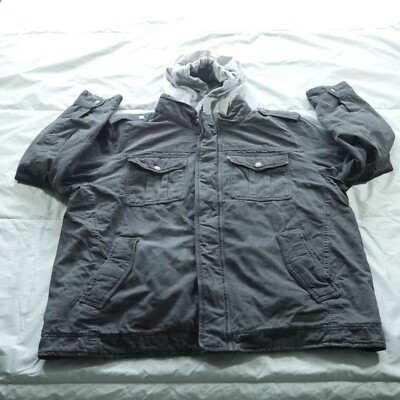 Levis Jacket Mens Double Extra Large Black Hooded Chore Lined Sherpa Coat