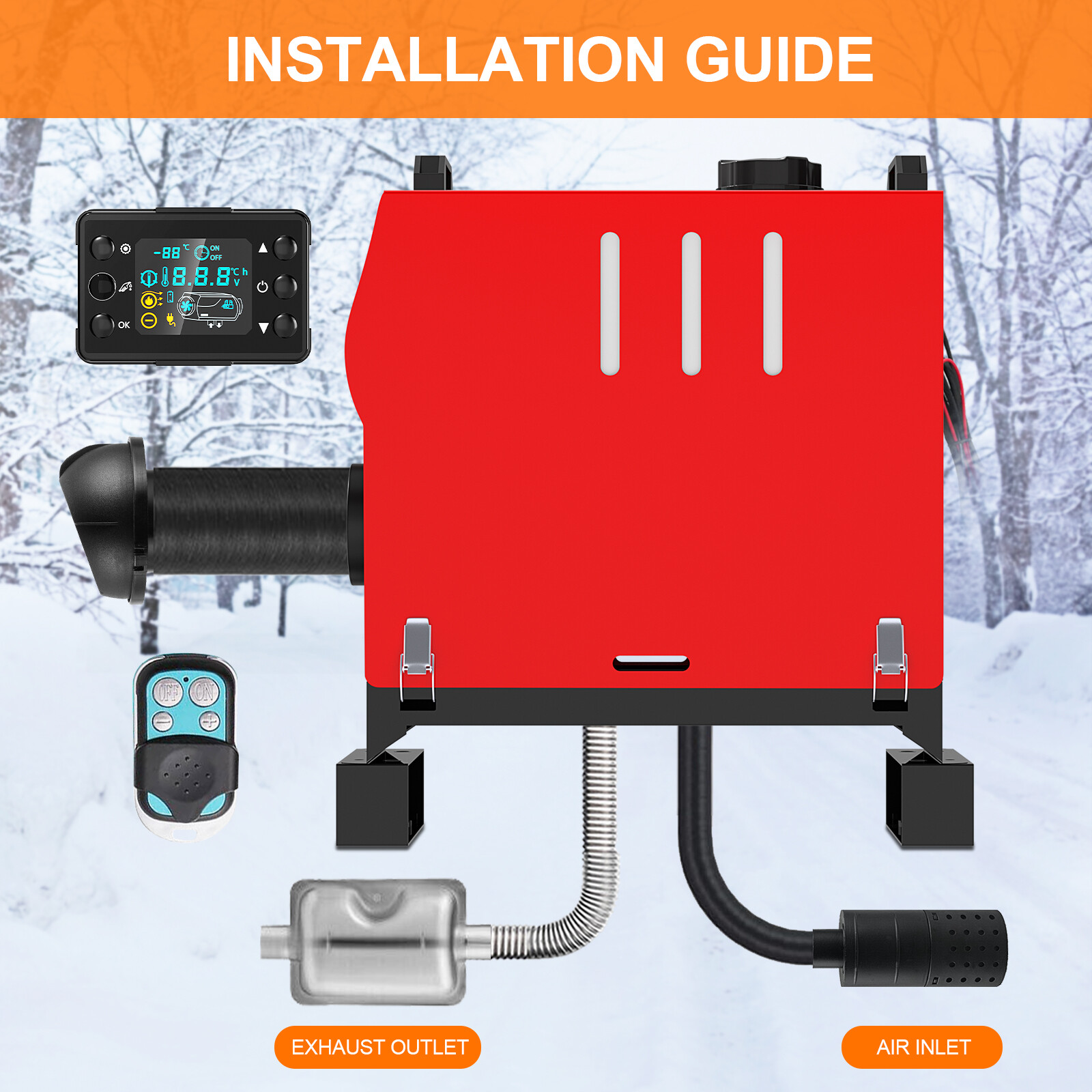 Diesel Air Heater 8KW 12V Diesel Heater Allinone w/LCD Switch For