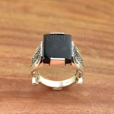 Black Onyx Silver Ring, 925 Sterling Silver Ring, Handmade Gemstone Jewelry