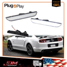 C;ear Lens White LED Rear Bumper Side Marker Lights Lamps For 10-14 Ford Mustang