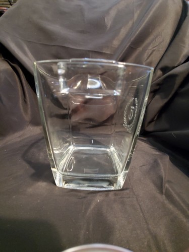 Crystal Square Ice Bucket France Etched Silver Laurel Wreath & Gothic Letter 'T' - Picture 7 of 12