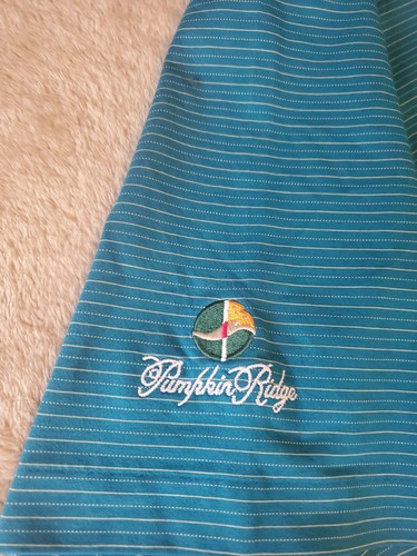 Tiger Woods Short Sleeve blue stripe Polo Shirt Mens LARGE Pumkin Ridge - Picture 3 of 5