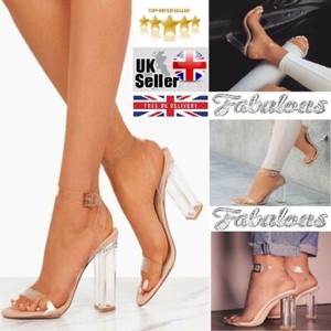 clear perspex block heels
