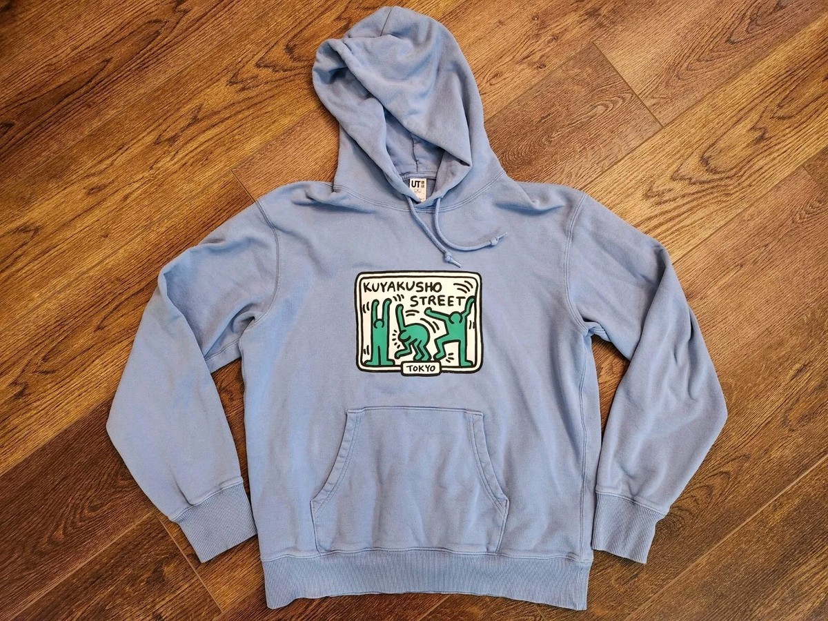 Uniqlo Keith Haring x Tokyo Kuyakusho Street Blue Hoodie Graffiti 
