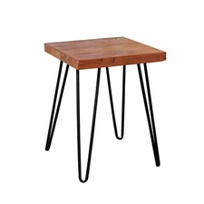 GREENAGE Minimalist Square Old Pine Wood End Table Rustic Surface Side Table
