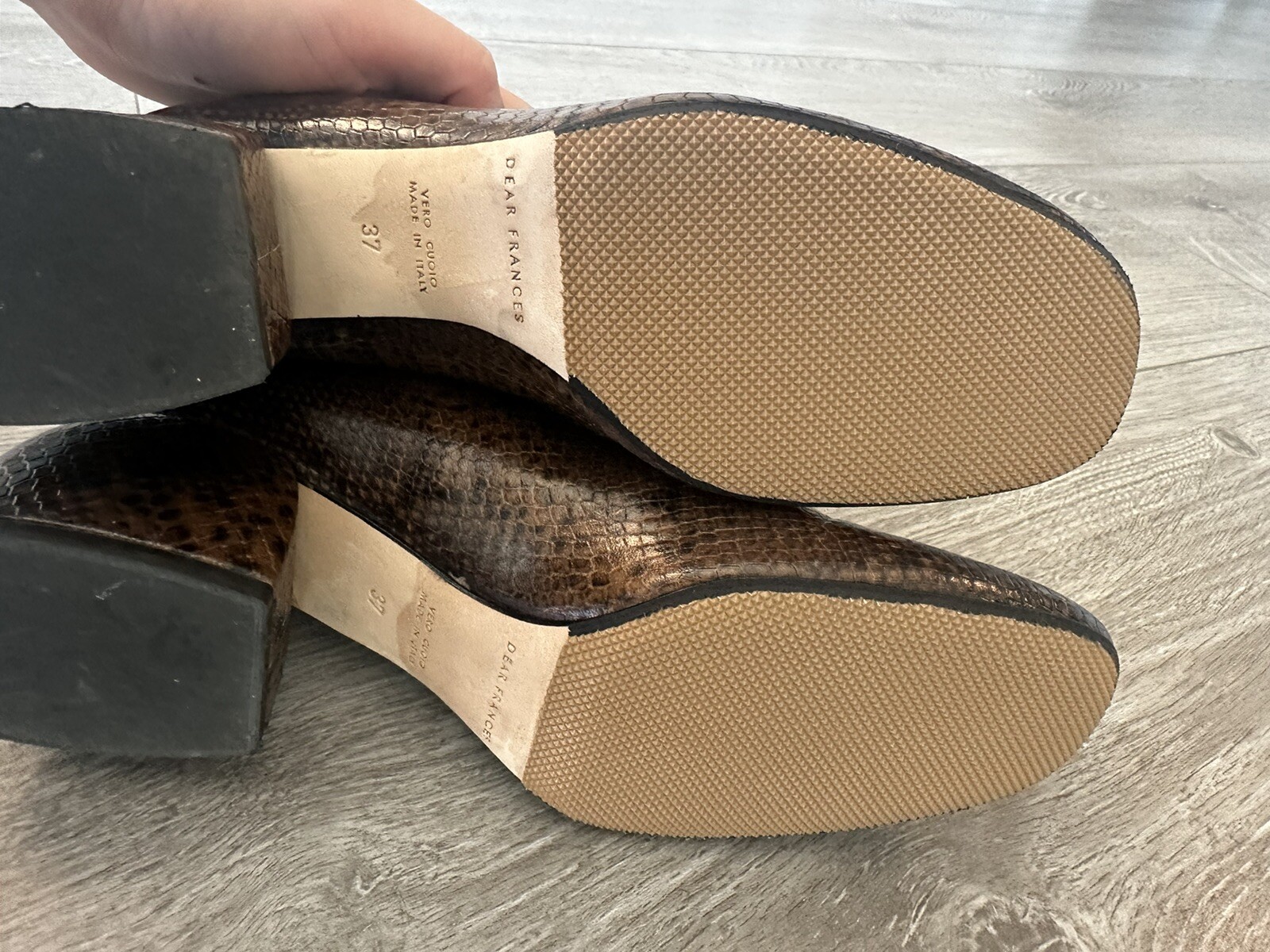 EUC Dear Frances Form Boots, Python Brown, Size 3… - image 4