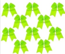 10 Chixx Solid Plain Basic Bulk Lot Wholesale Bundle Cheer Bows - Neon Green