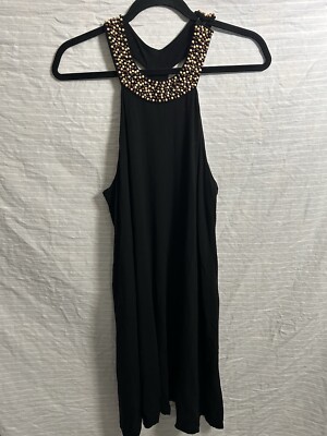 INC International Concept Black Beaded Neck Swing Mini Dress, Size XL B20 |  eBay