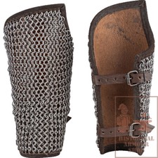 Medieval Chainmail Leather Armguard Vambraces knight armour cosplay costume SCA