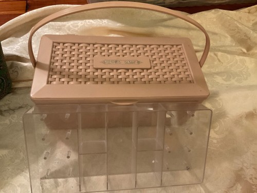 Vintage Sewing Caddy with tray for thread etc. Beige, plastic