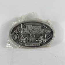 Union Electric UE Safety Award Belt Buckle - NEW - Solid Pewter - RARE