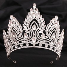 13.7cm Tall Crystal Large Wedding Queen Princess Pageant Tiara Crown For Adult