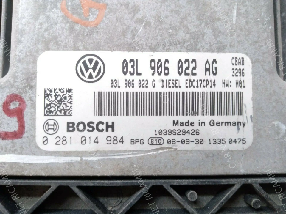 0281014984 BOSCH EDC17CP14 03L906022AG CENTRALINA MOTORE VW GOLF VI 5K1 2.0 TDI - Immagine 3 di 4