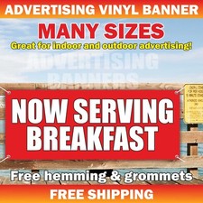 OW SERVING BREAKFAST Advertising Banner Vinyl Mesh Sign Lunch Dinner Buffet Bar