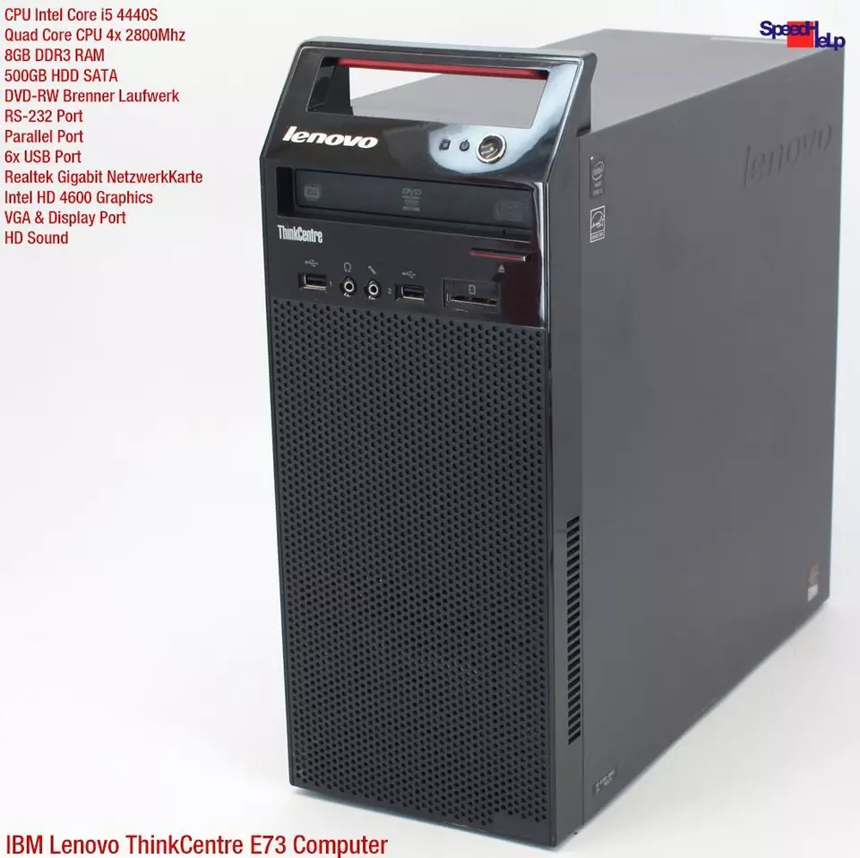 IBM LENOVO THINKCENTRE E73 I5 4440 Computer PC Parallel LPT Windows 10 500GB HDD - Image 2 of 4