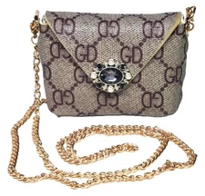 Mini - PU Faux Leather - Coin Purse Handbag - Lipstick Case Clutch - Chain Strap