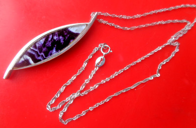 Silber Blue John Anhänger Vintage & Kette ASD Jewellers of Castleton Derbyshire