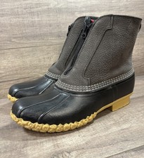LL Bean Zipper Duck Boots Fleece Plaid Lined Primaloft USA Made Mens Size 10 M