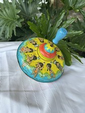RARE Vintage Ohio Art Metal Ten Little Indians Spinning Wood Handle Top Toy