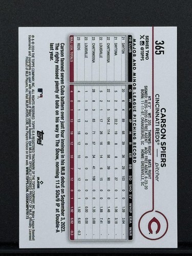 2024 Topps #365 Carson Spiers RC - Picture 2 of 2
