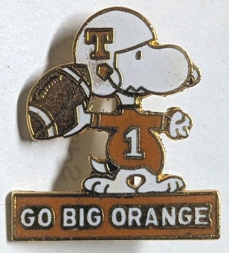 80s Aviva Snoopy "GO BIG ORANGE" University of Tennessee Cloisonne Pin - Aviva