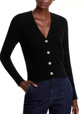 Veronica Beard Solene 100 Cashmere Black Cardigan - size Medium - retail 498