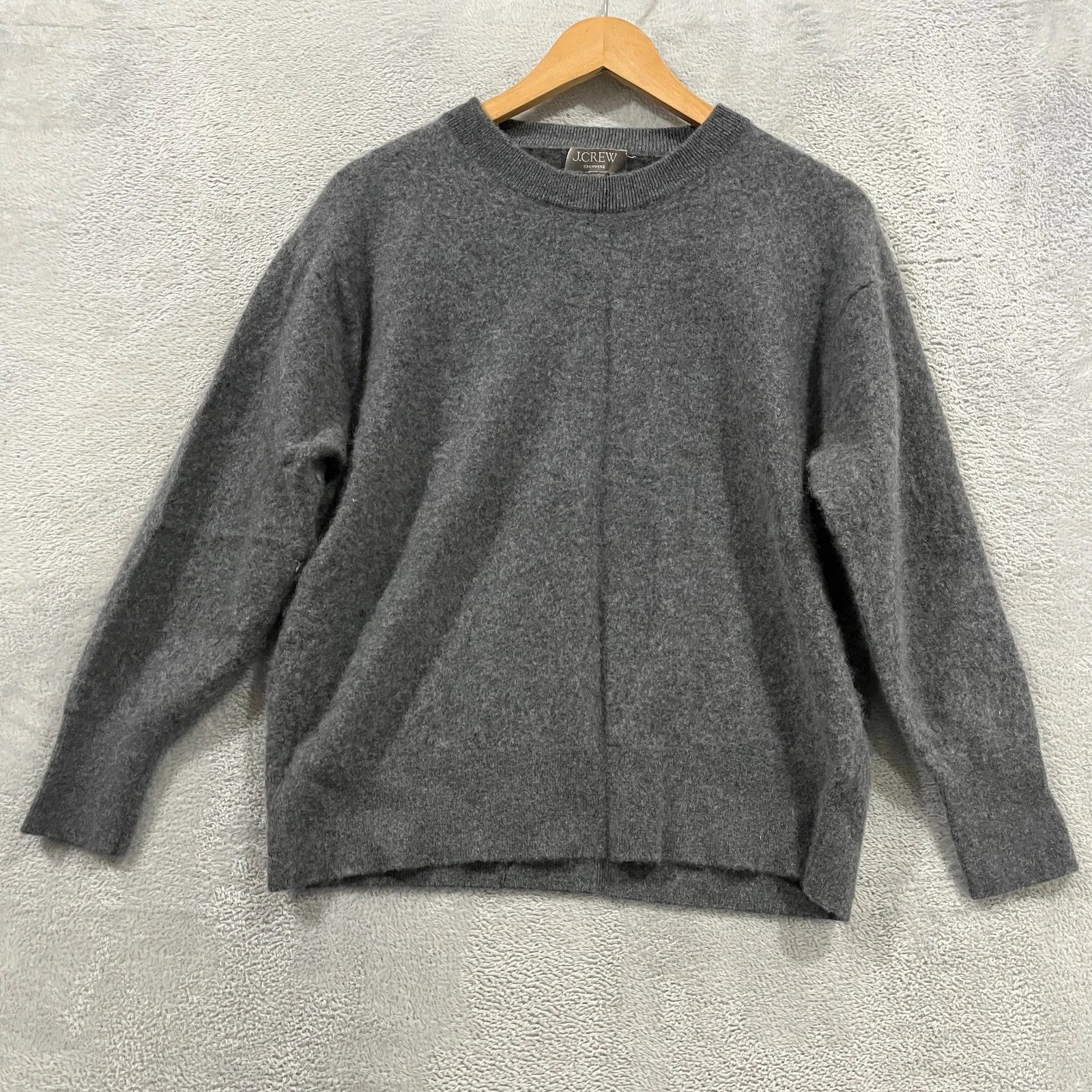 J.Crew 100% Cashmere Womens Sweatshirt Gray Large Pullover Preppy Academia