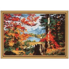 DIY Cross stitch kit "Autumn in the valley" Nature Craft Art Unique Gift