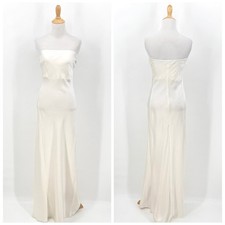 ENZA COSTA Strapless Silk Bias Maxi Dress Women Small Off White Quiet Luxury NEW