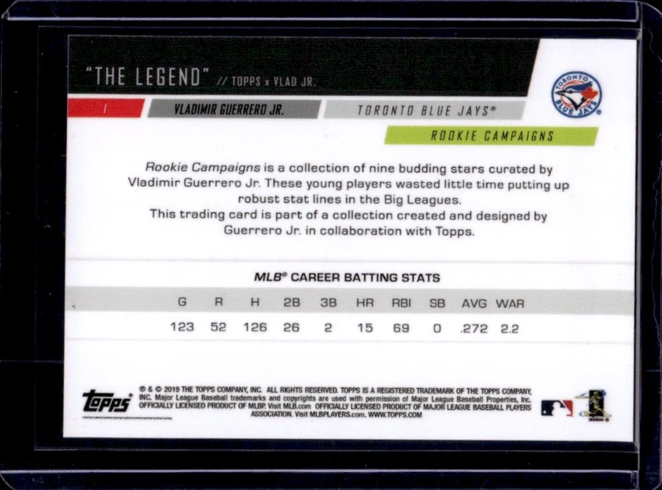 2019 Topps x Vlad Jr.: The Legend Vladimir Guerrero Jr. RC Rookie #1 Blue Jays - Image 2 of 2