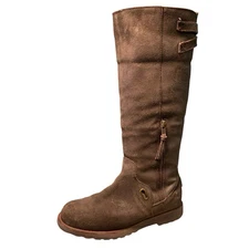 W10710 EMU Australia Kemble  Size 7 Brown Suede Merino Wool Lined  Zip Up Boots
