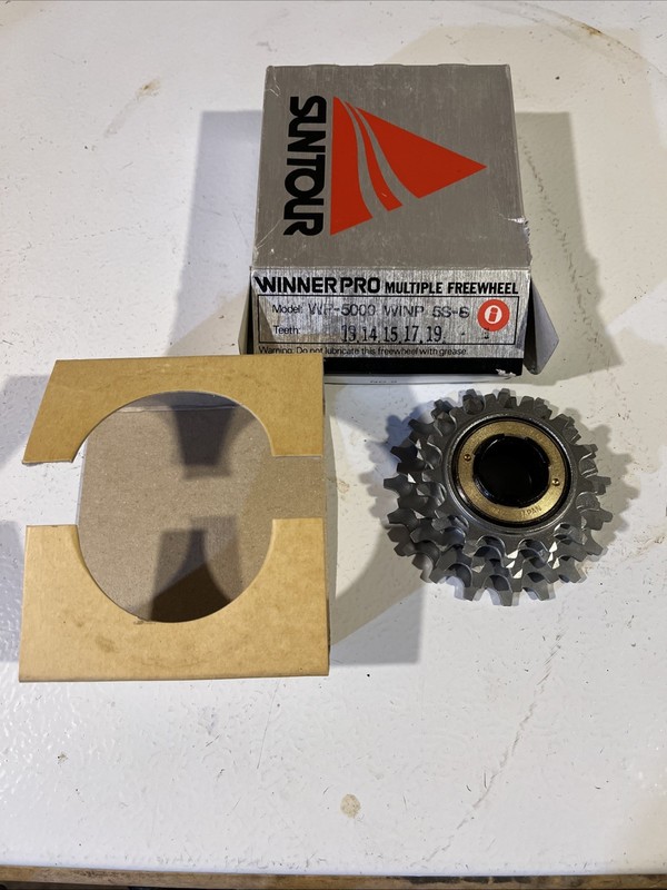 NOS Suntour Winner Pro 5-Speed Freewheel 13,14,15,17,19 w/Silver Finish NIB