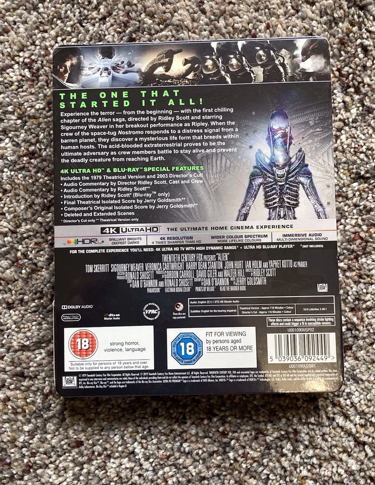ALIEN - UK EXCLUSIVE 40th ANNIVERSARY 4K UHD + BLU RAY STEELBOOK - NEW & SEALED - Image 2 of 4
