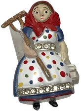 Vintage WWII Enamel Fur Clip Dutch Girl Allies Series Signed Coro