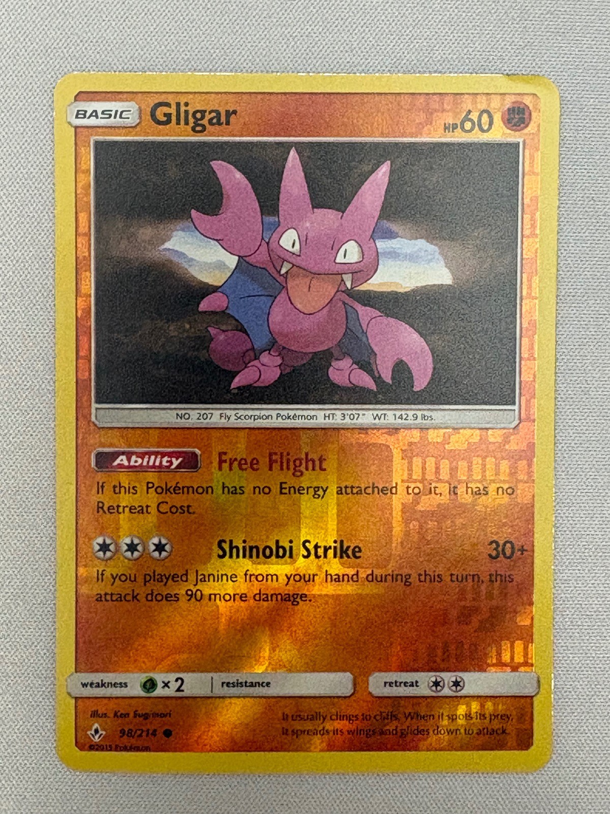 GLIGAR 98/214 COMMON UNBROKEN BONDS POKEMON REVERSE HOLO HP