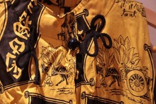 Sleeveless Long Dress Asian Walking Slit Yellow Black S/M Vintage RARE