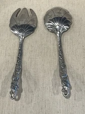 Arthur Court Salad Serving Spoon & Fork, Aluminum, Safari, 1990, Discontinued