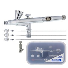 Master Airbrush G266 Dual-Action Gravity Feed Airbrush Gun, 3 Nozzle Sets