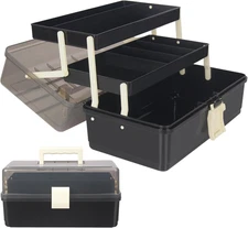 13-Inch Art Storage Box 3-Layers Plastic Storage Box with Handle Craft Art Bin P